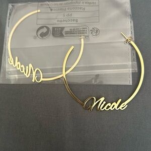 Personalized nameplate earrings. (Nicole)